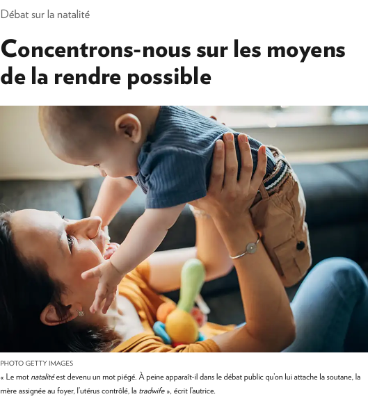 Débat sur la natalité | Concentrons-nous sur les moyens de la rendre possible
